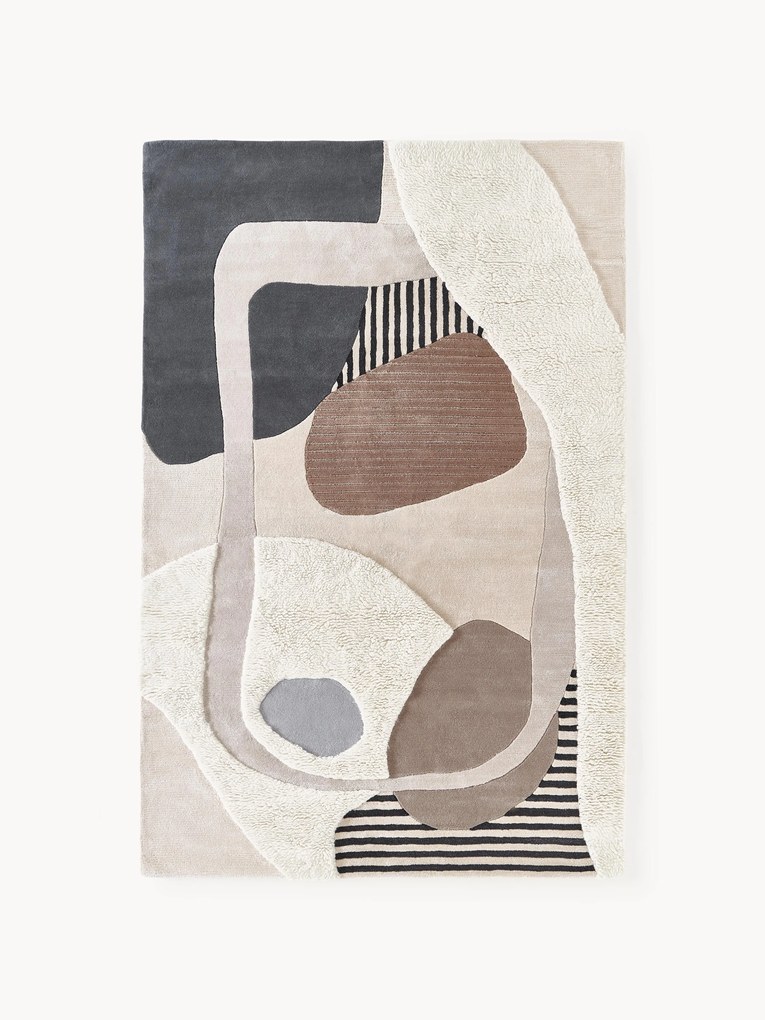 Ručne tkaný vlnený koberec's reliéfnou štruktúrou Rosco