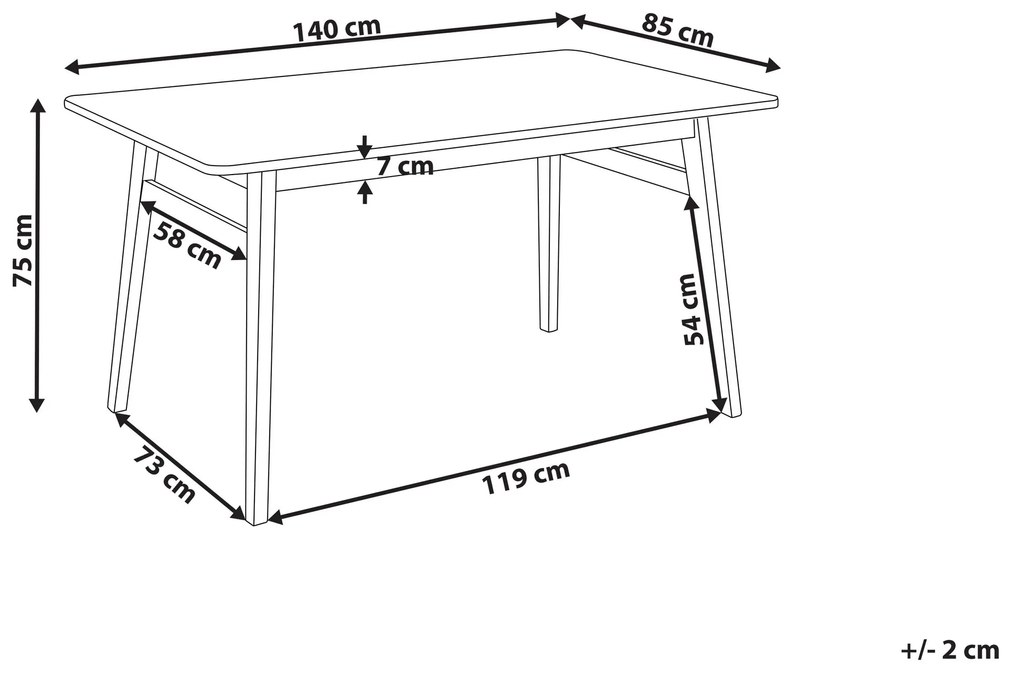 Drevený jedálenský stôl 140 x 85 cm tmavé drevo VENTERA Beliani