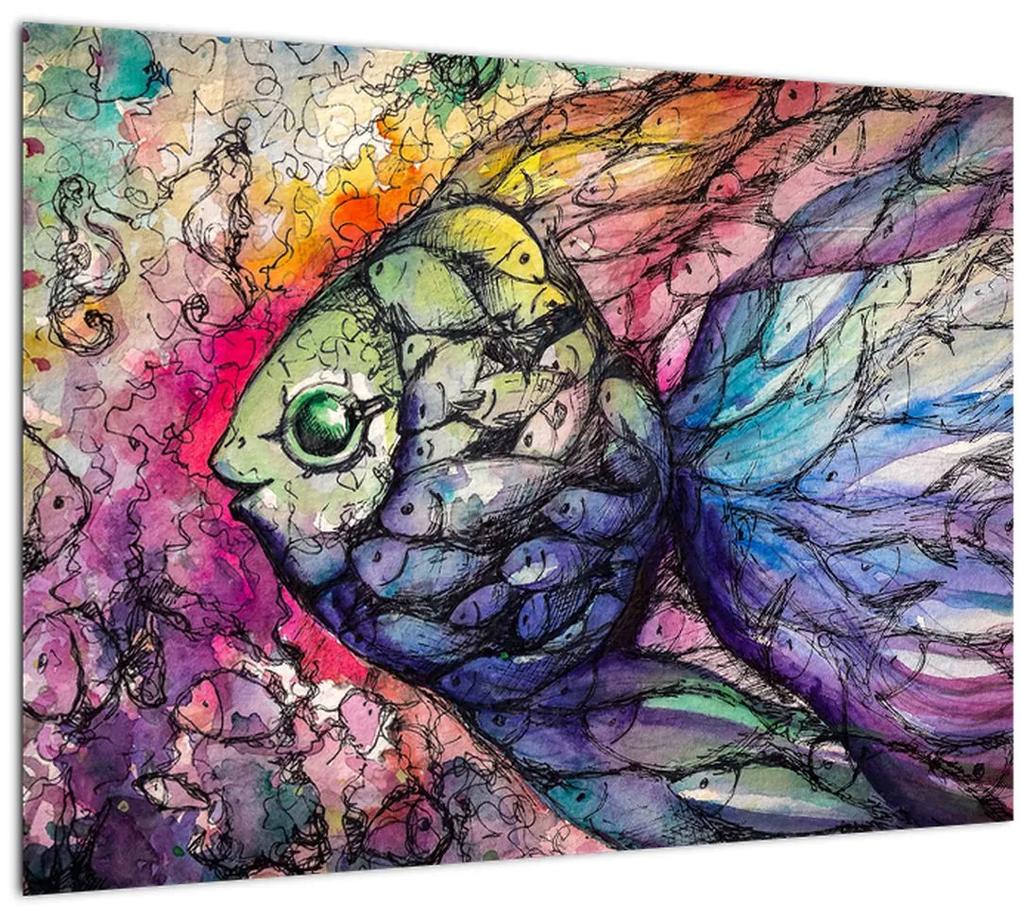 Sklenený obraz - Farebná rybička (70x50 cm)