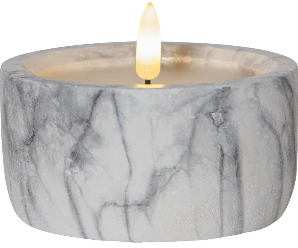 Sivo-biela betónová LED sviečka Star Trading Flamme Marble, výška 7,5 cm