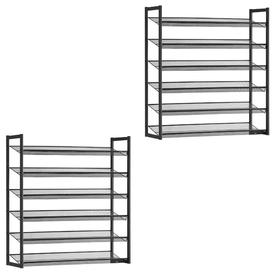 Stohovateľný regál na topánky IDA, 12 políc, 92,5x31x223cm, čierna Jurhan