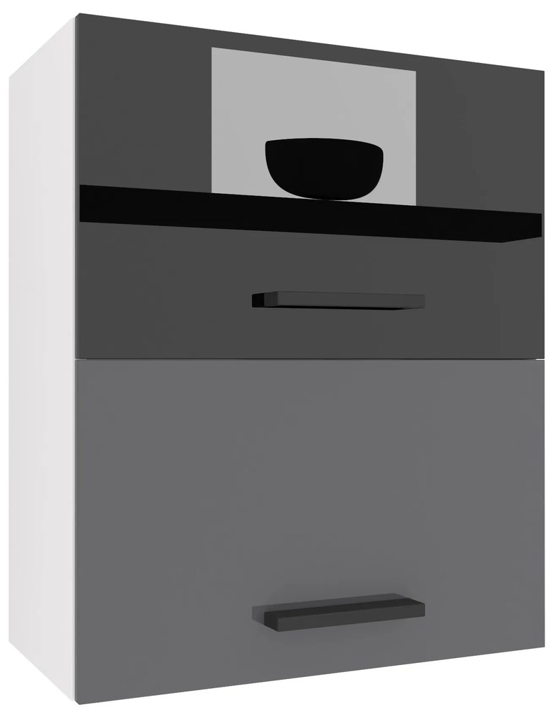 Kuchynská skrinka Belini horná 60 cm čierny lesk / šedý mat INF SGP2-60/1/WT/BS/0/B1