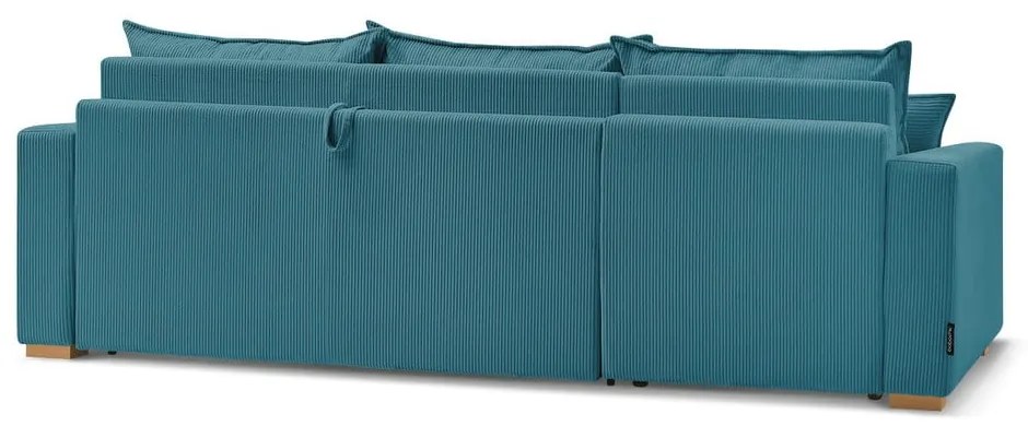 Modrá menčestrová rozkladacia rohová pohovka (variabilná) Augustin – Bobochic Paris