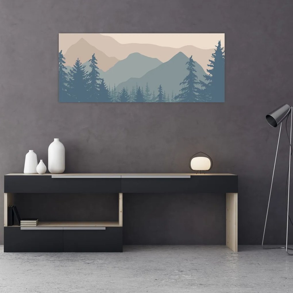 Obraz - Tyrkysové hory N⁰2 (120x50 cm)