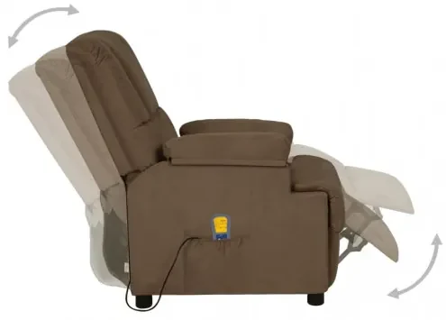 vidaXL Masážne sklápacie kreslo hnedé umelá semišová koža-