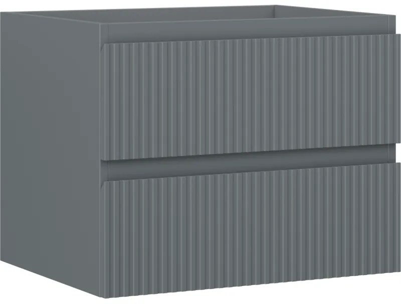 Mexen Rivel, kúpeľňová skrinka 60 cm, 2 zásuvky, drážkovaná, grafitová matná, 91A20-06047-2-BFF66