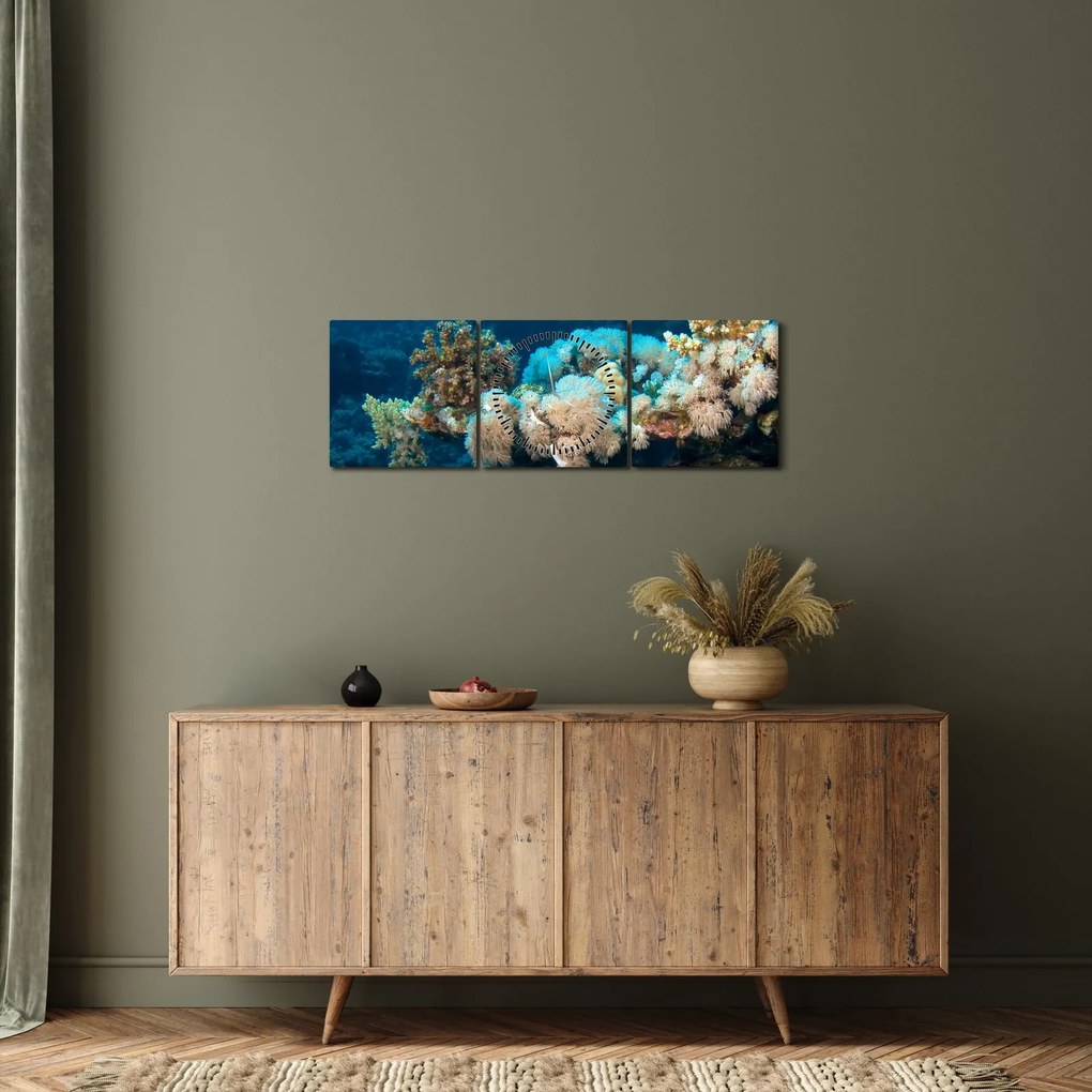 Obraz - V oceáne (s hodinami) (90x30 cm)