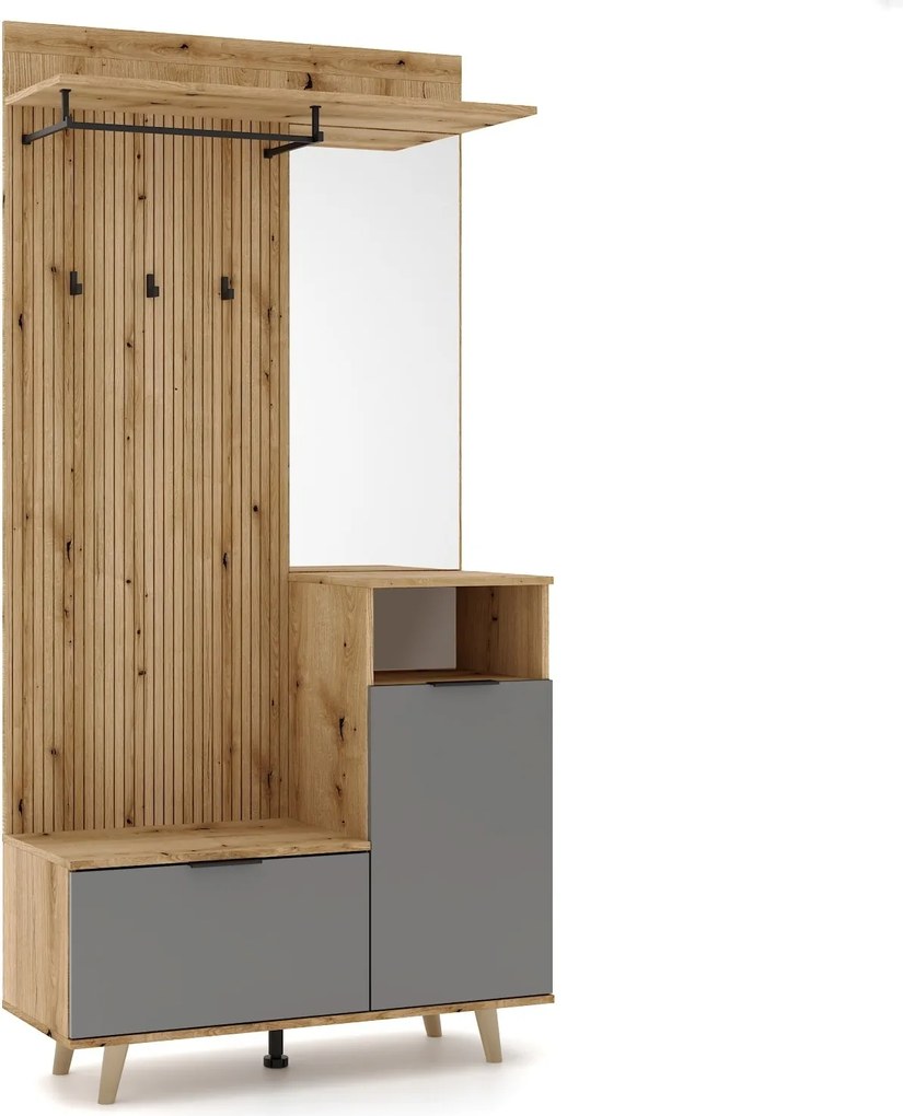 Predsieňová stena Nordic 100 cm dub Evoke/grafit