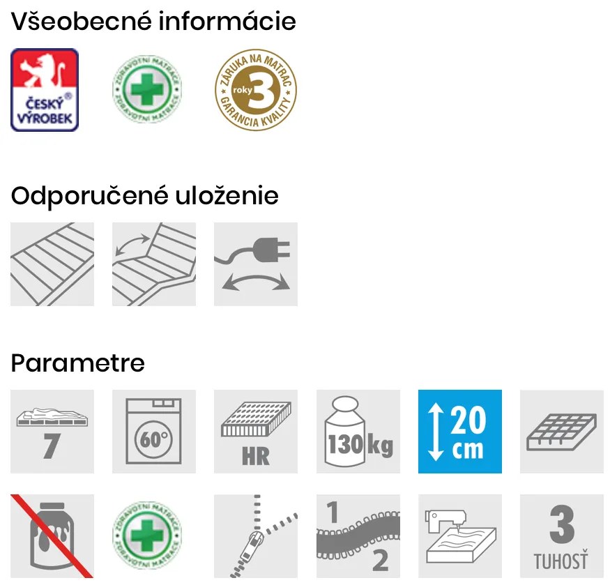 PROXIMA.store - Matrac EVELINE ROZMERY: 120x220, VÝŠKA: 20 cm, TYP POŤAHU: DRY FAST