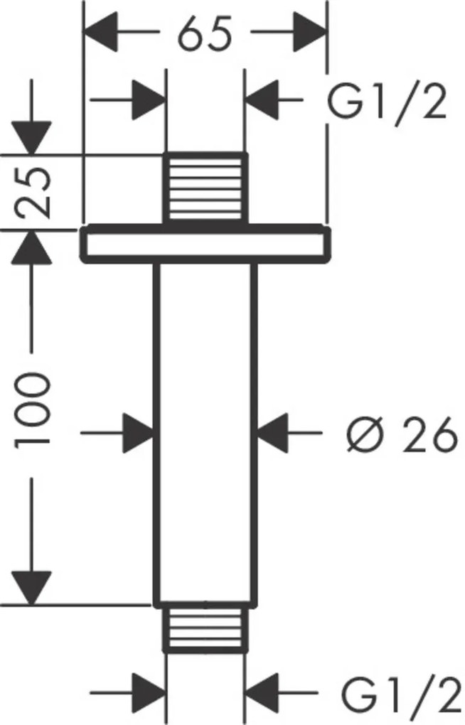 Hansgrohe Vernis Shape, stropné rameno na hlavovú sprchu 100 mm, čierna matná, HAN-26406670