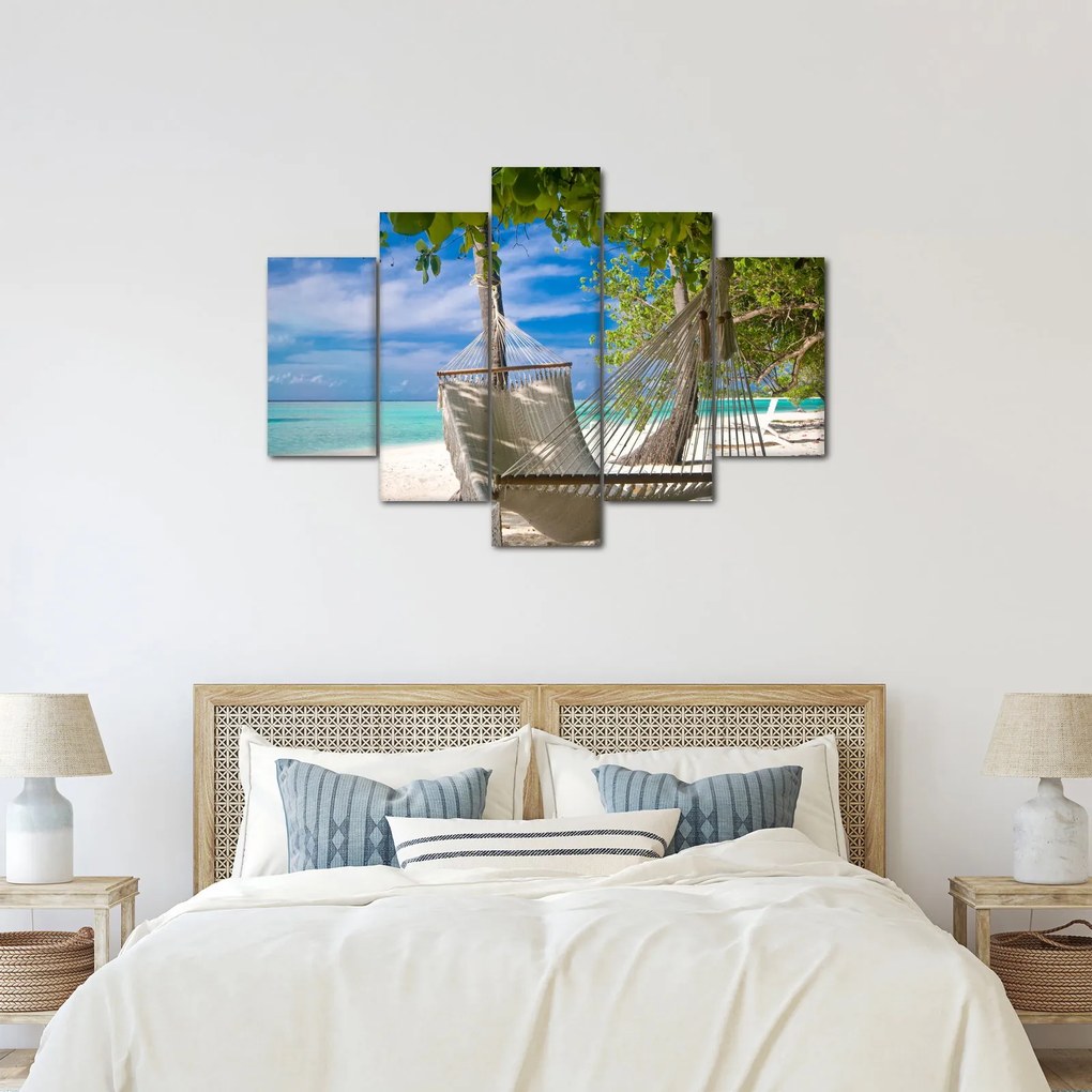 Obraz - Hojdacia sieť na pláži (150x105 cm)