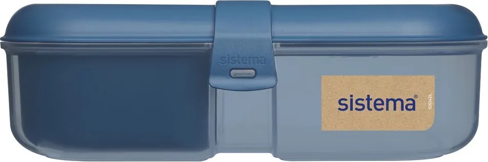 Set desiatového boxu s fľašou - Desiatový box Ribbon 1,1 l a fľaša Swift 480 ml, mix farieb - SISTEMA Farba škatuliek SISTEMA: Modrá