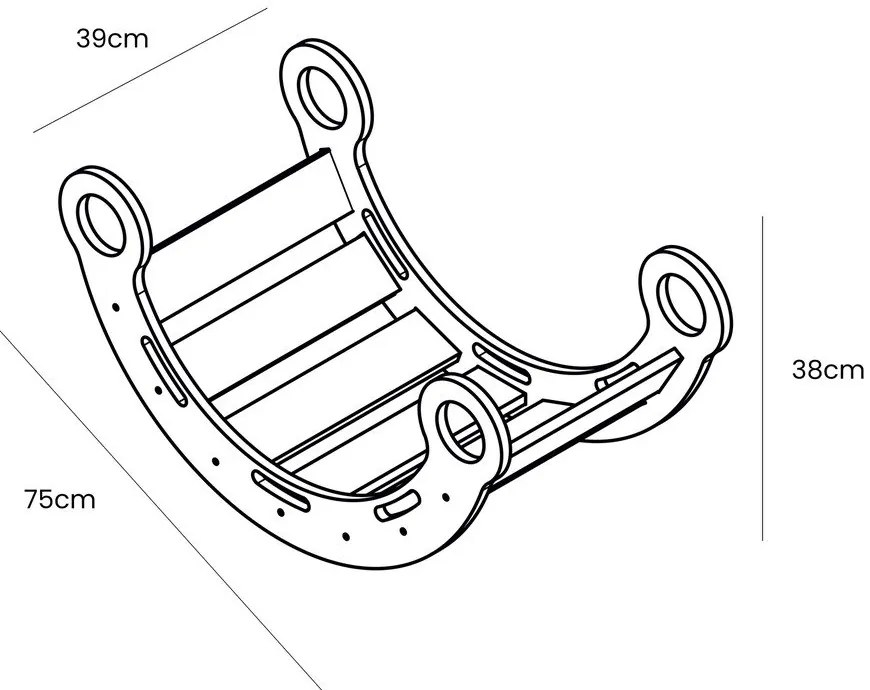 Hojdačka z borovicového dreva v prírodnej farbe 39x75x38 cm Montessori – Meowbaby