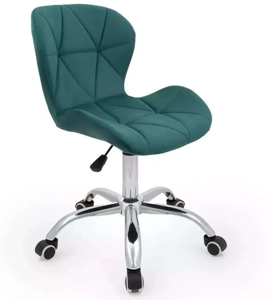 LuxuryForm DESIGN Stolička LIVIO VELUR na striebornej podstave s kolieskami - zelená