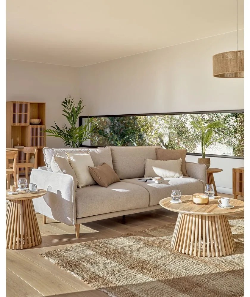 Konferenčý stolík z teakového dreva Kave Home Irune, ⌀ 80 cm