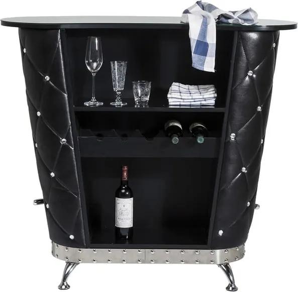 Čierny barový stolík s policou na 5 vínnych fliaš Kare Design Rocky