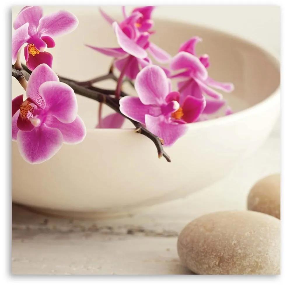 Obraz na plátně Růžové zenové orchideje - 60x60 cm