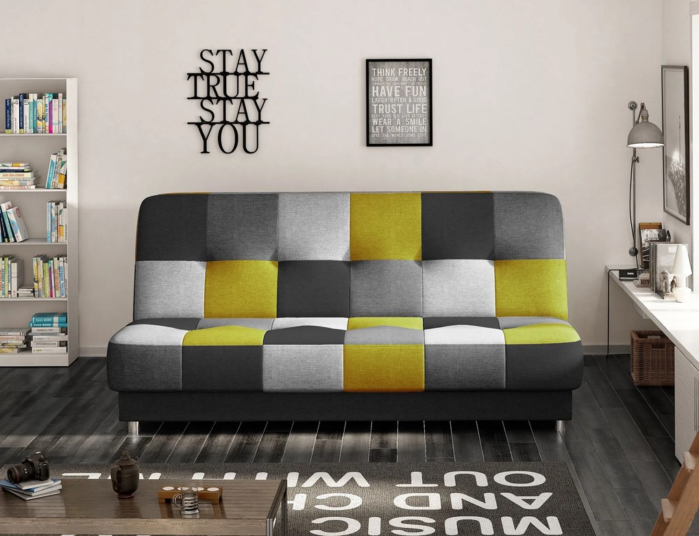 Rozkládací pohovka CAYO 192 cm Soro 100/Soro 93/Soro 83/Soro 40 černo-žlutá