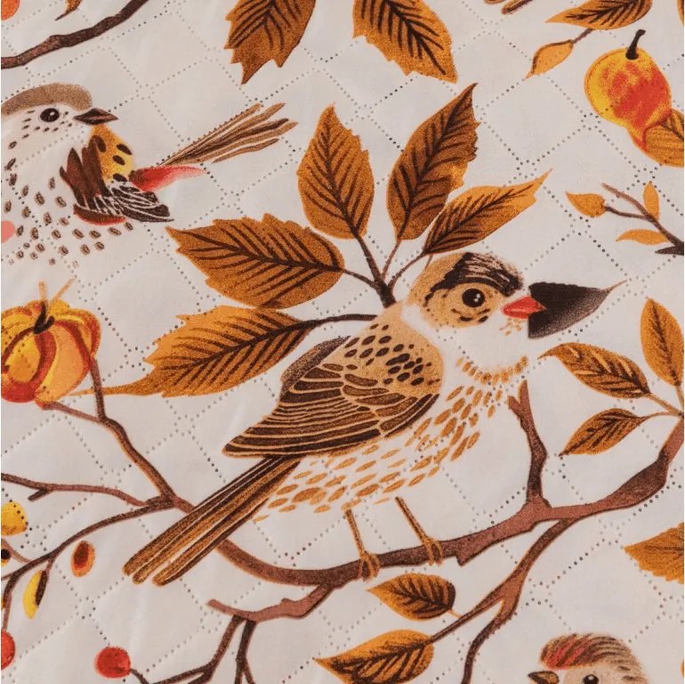Prehoz na posteľ BIRDS PUMPKIN, hnedý Rozmer: 170 x 210 cm