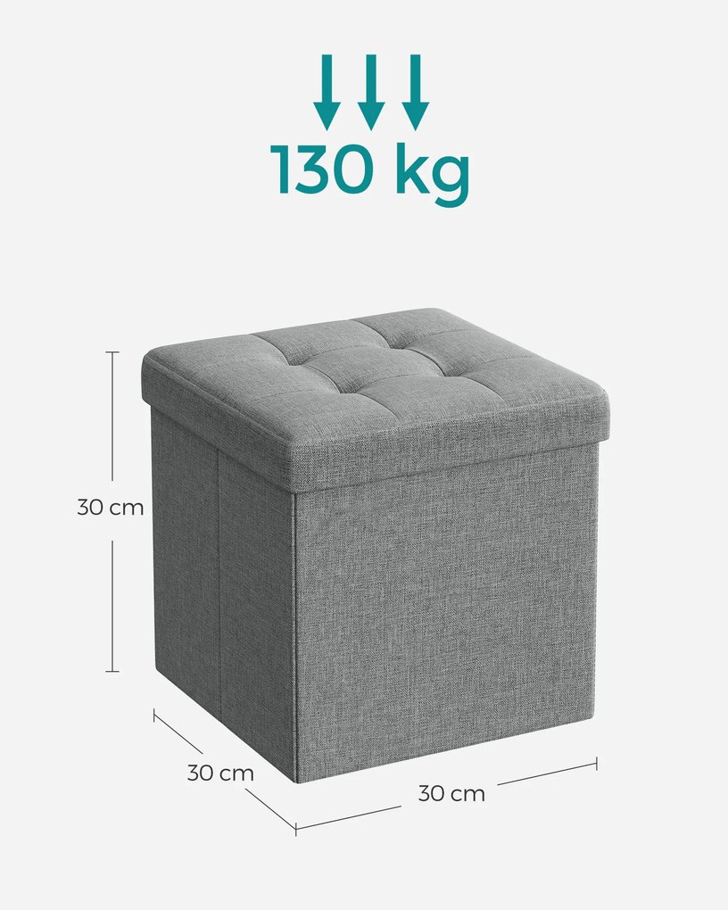 Taburet s úložným priestorom OTTOMAN 30x30 cm, sivý