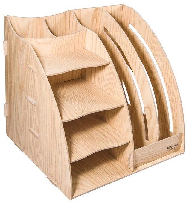 Drevený kancelársky organizér na dokumenty so 7 priehradkami svetlé drevo DIY D9113