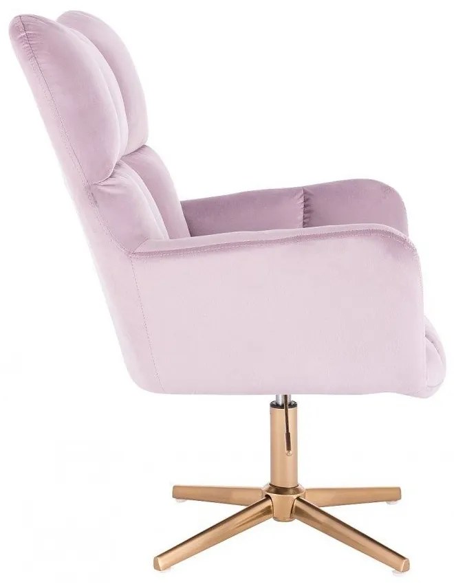 LuxuryForm DESIGN Otočné kreslo AURORA VELUR na zlatom kríži - levanduľa