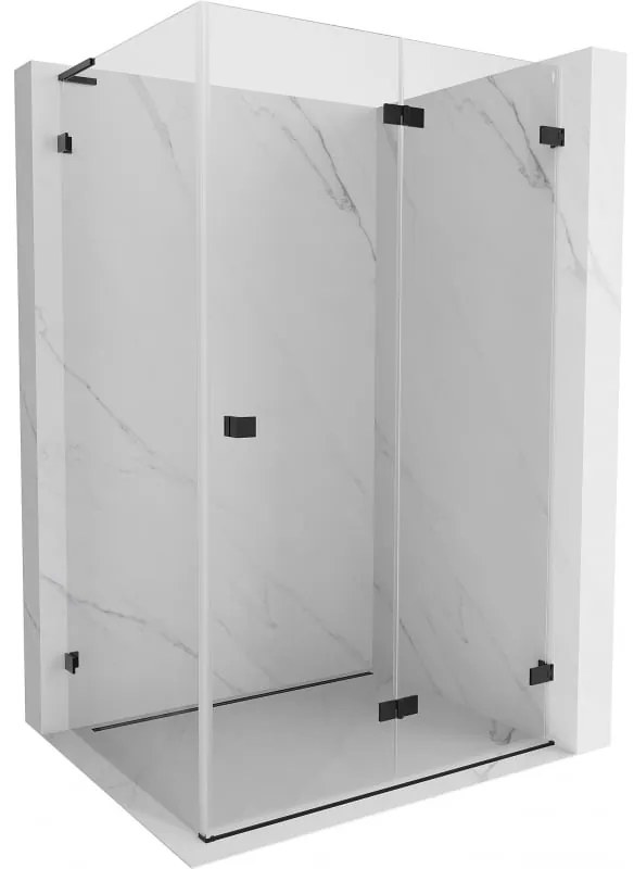Mexen Lunar-F L, pravý sklápací sprchový kút 95 x 70 cm, 8mm číre sklo, čierny profil, 836L-095-070-70-00-P