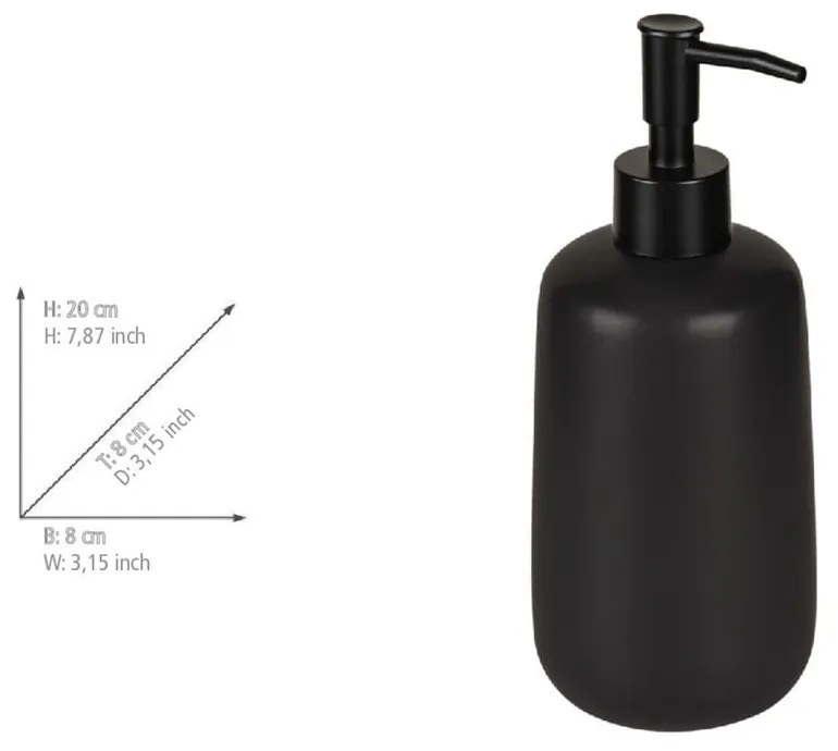 Čierny keramický dávkovač mydla 500 ml Olinda – Allstar
