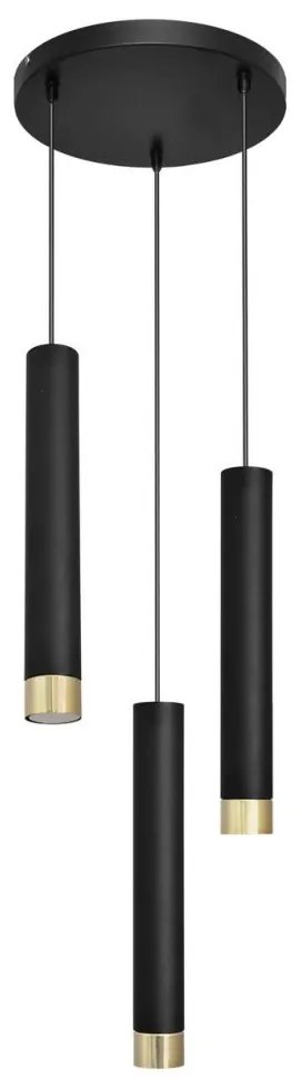 LED Luster na lanku TUBA 3xGU10/6,5W/230V čierna/zlatá