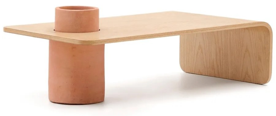 Okrúhly konferenčný stolík v dekore jaseňa v prírodnej farbe 60x110 cm Olaria – Kave Home