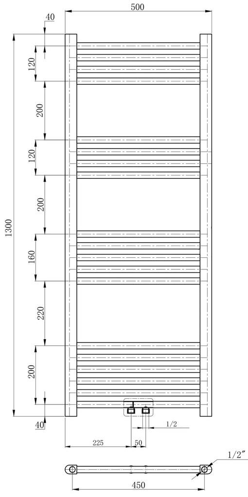 Gamma Erga Simple, vykurovacie teleso 1300x500 mm, 519 W, biela, ERG-LAV-SIMP-13050-WH
