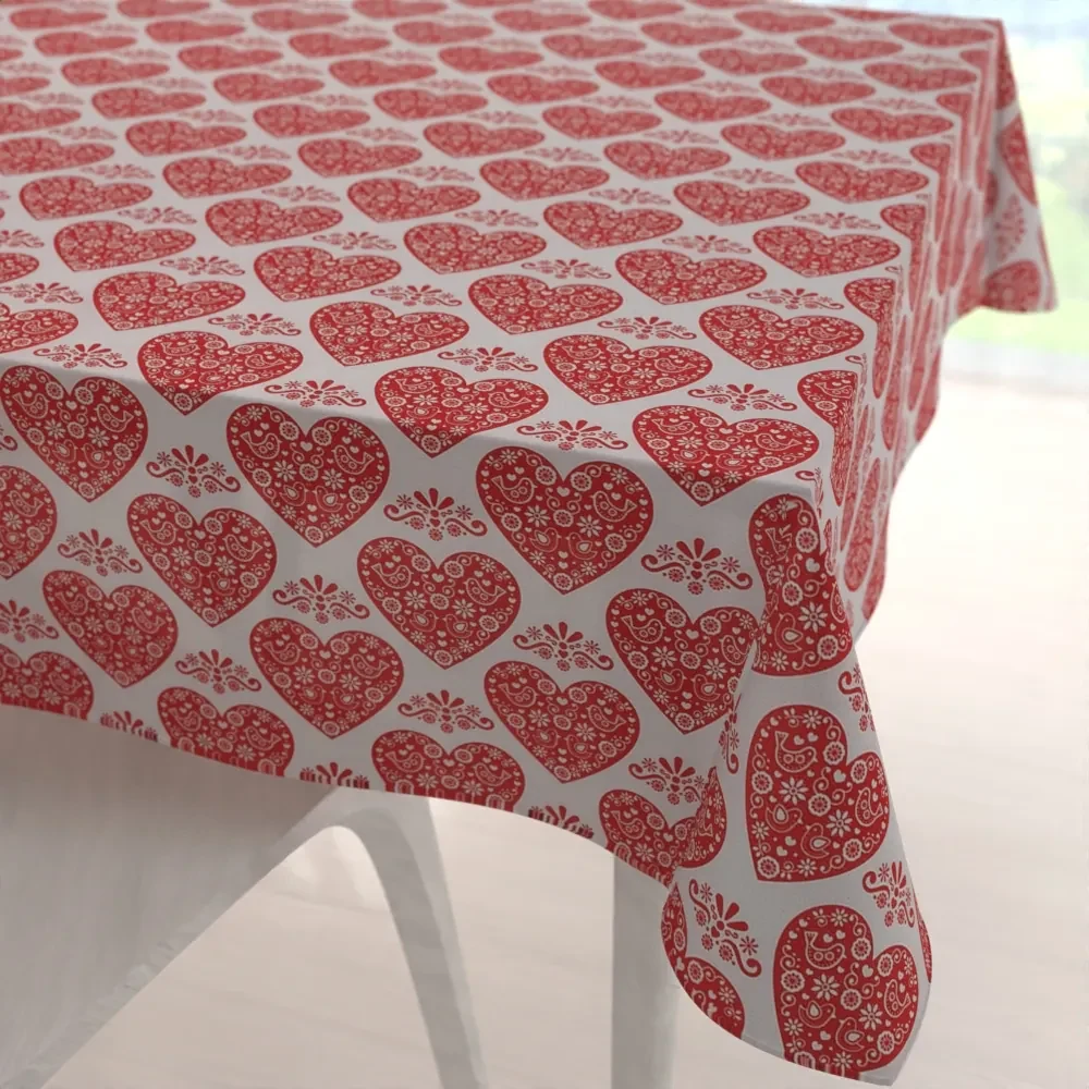 Biante Dekoračný štvorcový obrus PML-094 Červené srdcia na bielom 130x130 cm