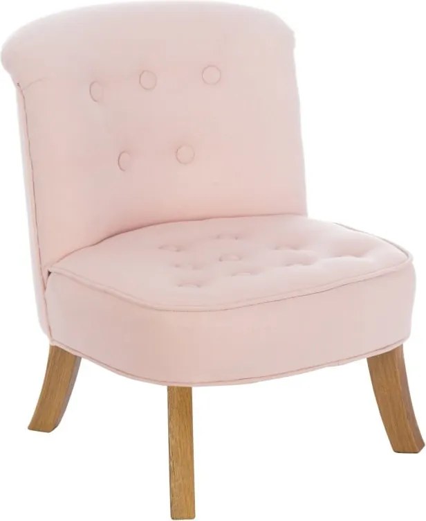 Dětské lněné křeslo pudrově růžové 25 cm Drevo