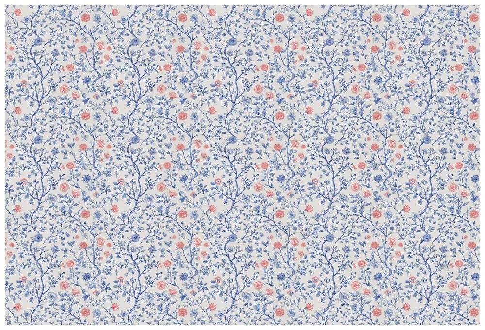 Tapeta modré a ružové kvetinové vetvičky