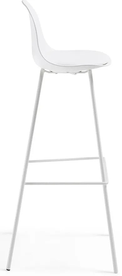 Biela barová stolička z imitácie kože (výška sedadla 75 cm) Brighter – Kave Home