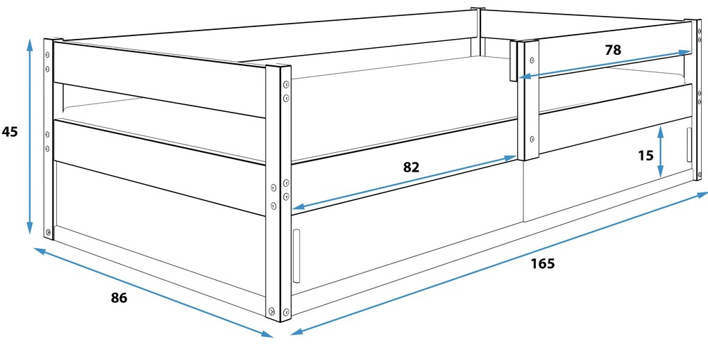 Interbeds Jednolôžková posteľ HUGO 160x80cm + matrac Grafit