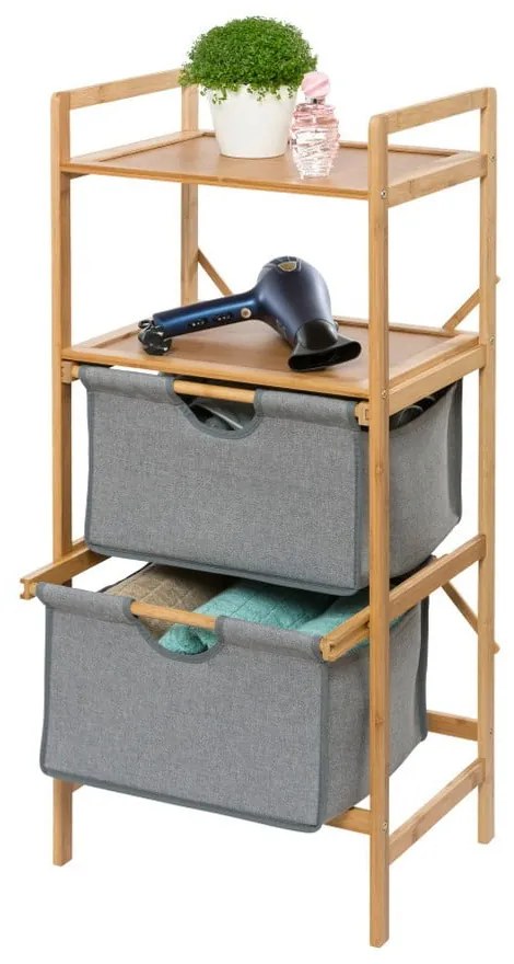 Sivo-hnedý bambusový kúpeľňový regál 44x96 cm Bahari - Wenko