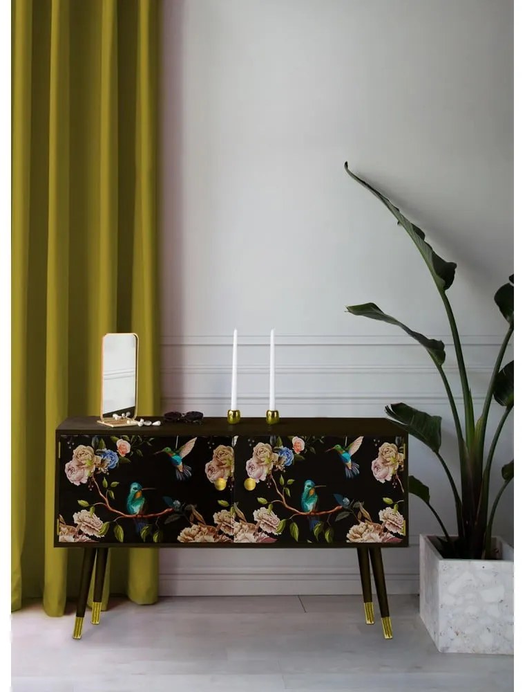 Komoda z masívneho borovicového dreva Velvet Atelier Au Cafe Golden Colibri