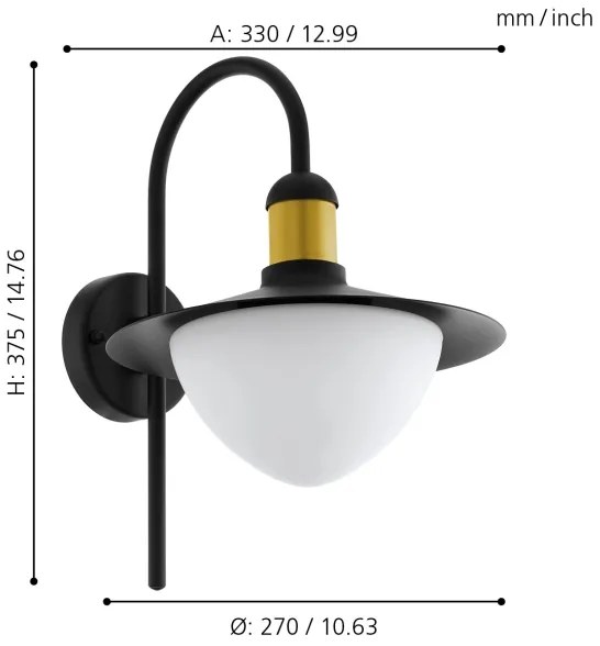 Eglo 97285 - Vonkajšie nástenné svietidlo SIRMIONE 1xE27/60W/230V