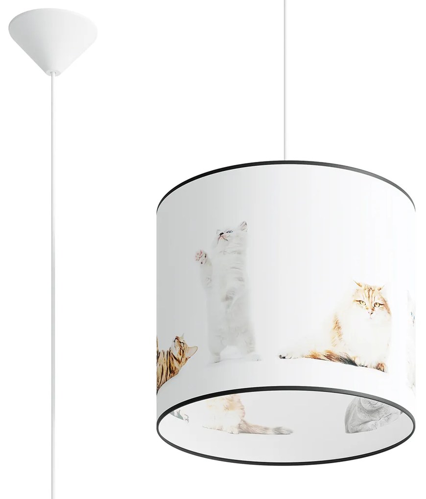 Detské závesné svietidlo Kitty, 1x plastové tienidlo so vzorom, (fi 30 cm)