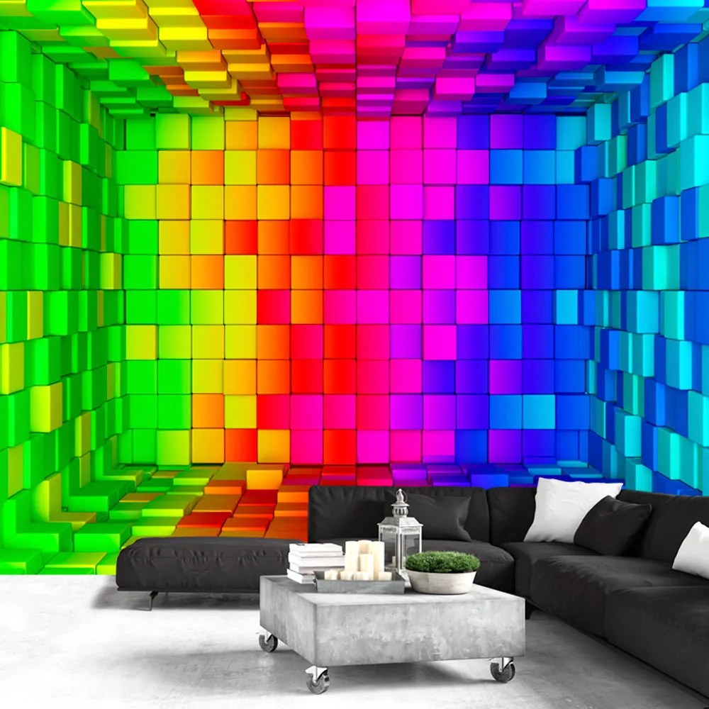 Artgeist Fototapeta - Rainbow Cube Veľkosť: 196x140, Verzia: Samolepiaca