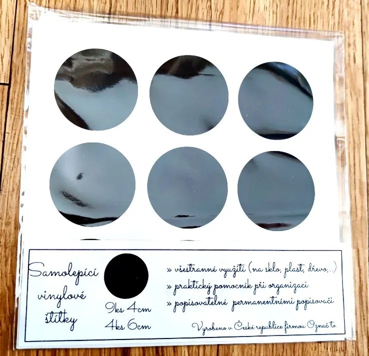 Sada štítkov / nálepiek, štítok čierny "KOLEČKO" - 13 ks Farba: biela