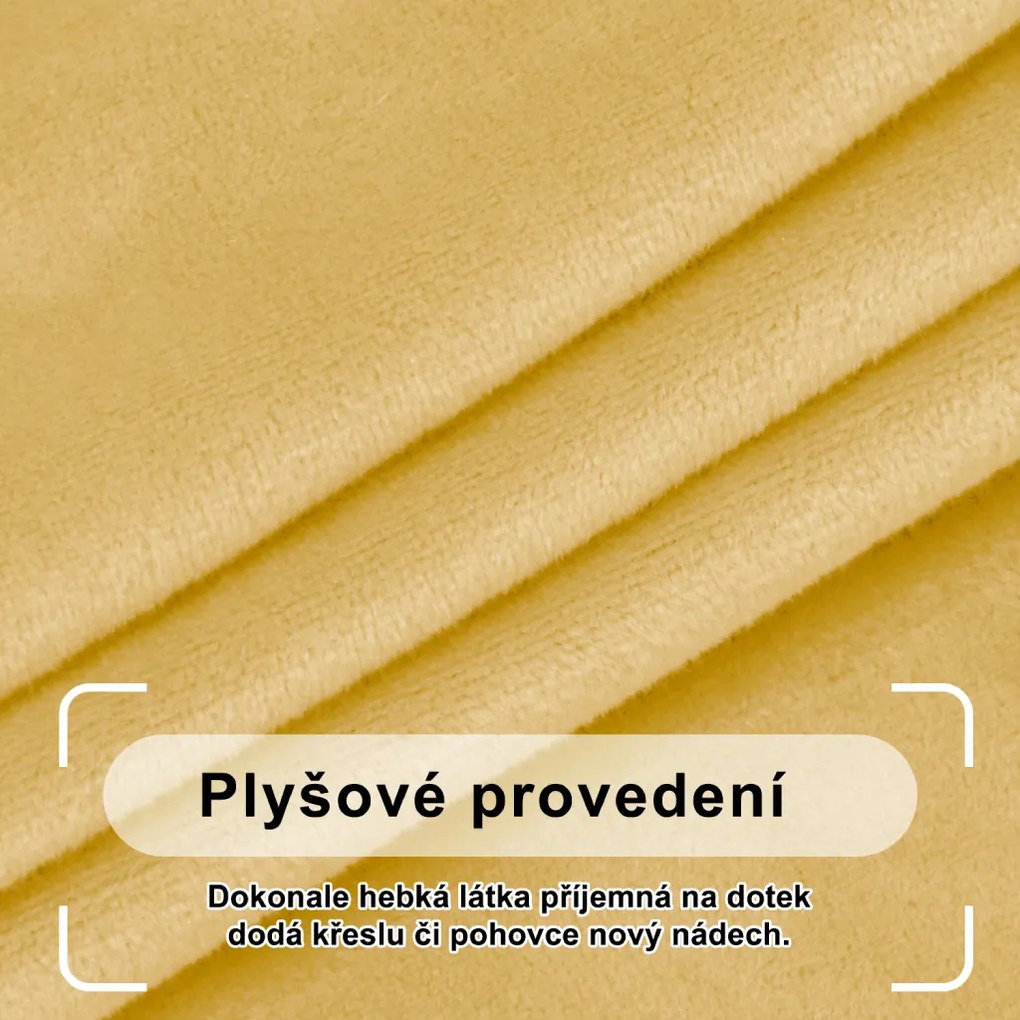 Elastický plyšový poťah na dvojmiestnu pohovku BestBerg / svetložltá