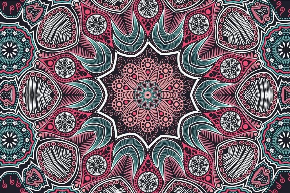 Samolepiaca tapeta indická Mandala s kvetinovým vzorom - 300x200