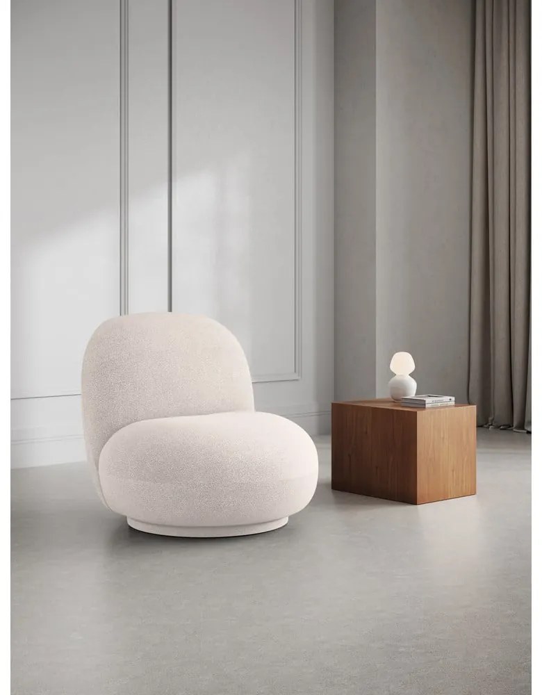 Biele kreslo z textílie buklé Chuck – Micadoni Home