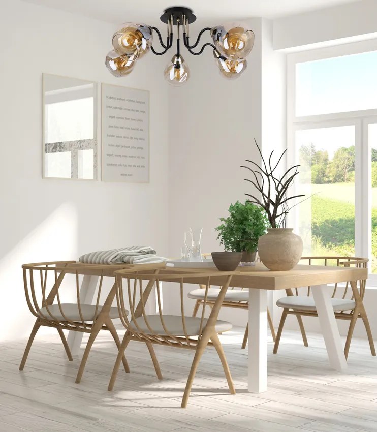 Candellux Čierno-zlaté stropné svietidlo Unica pre žiarovku 5x E27 35-00897
