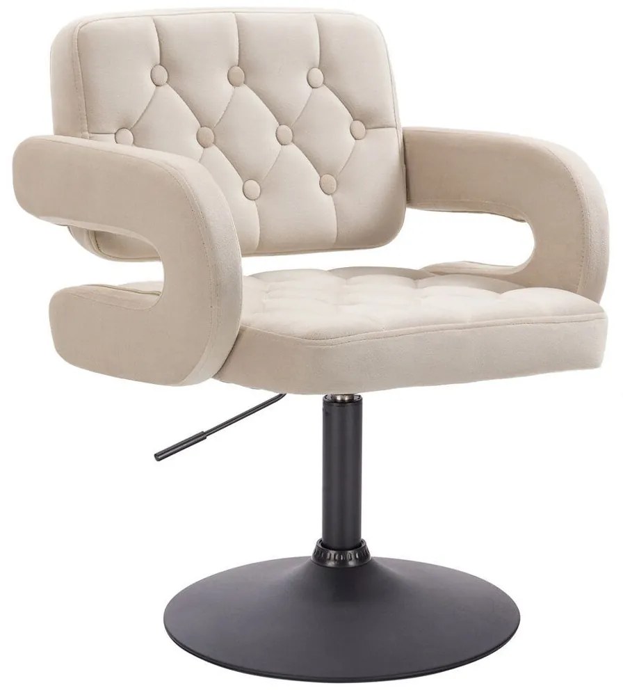 LuxuryForm DESIGN Kreslo ADRIA VELUR na čiernom tanieri - krémové