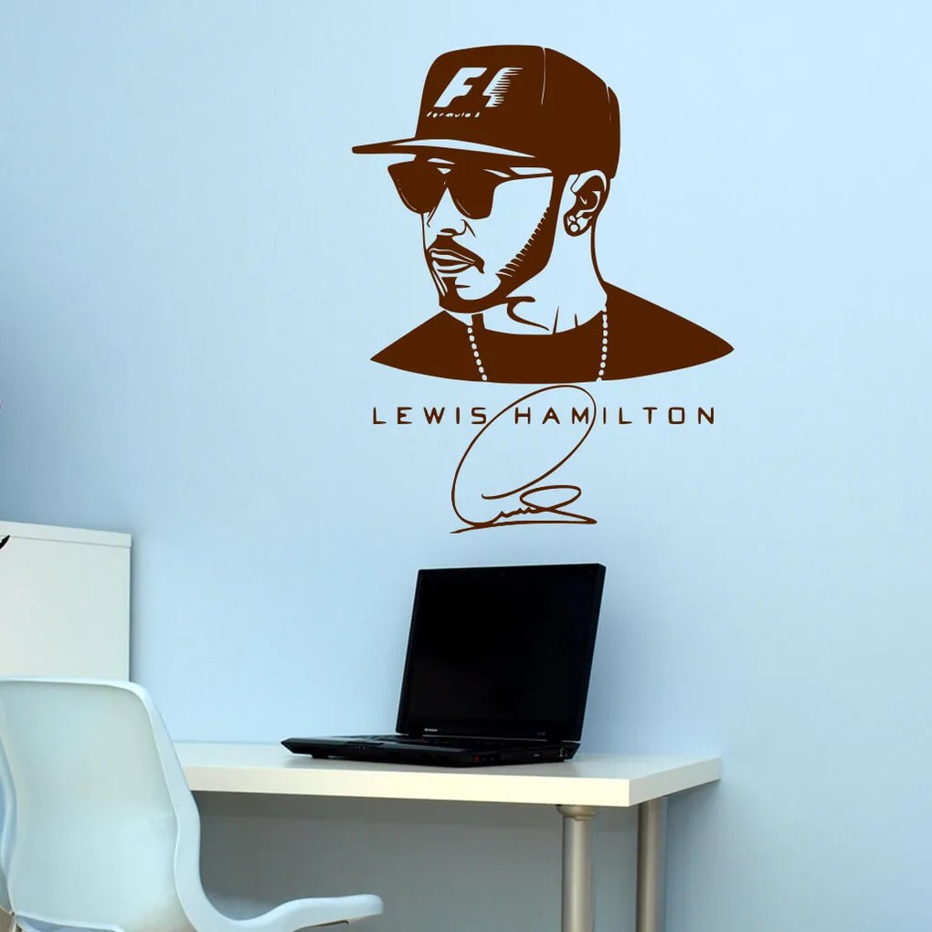 Veselá Stena Samolepka na stenu na stenu Lewis Hamilton F1 Farba: černá