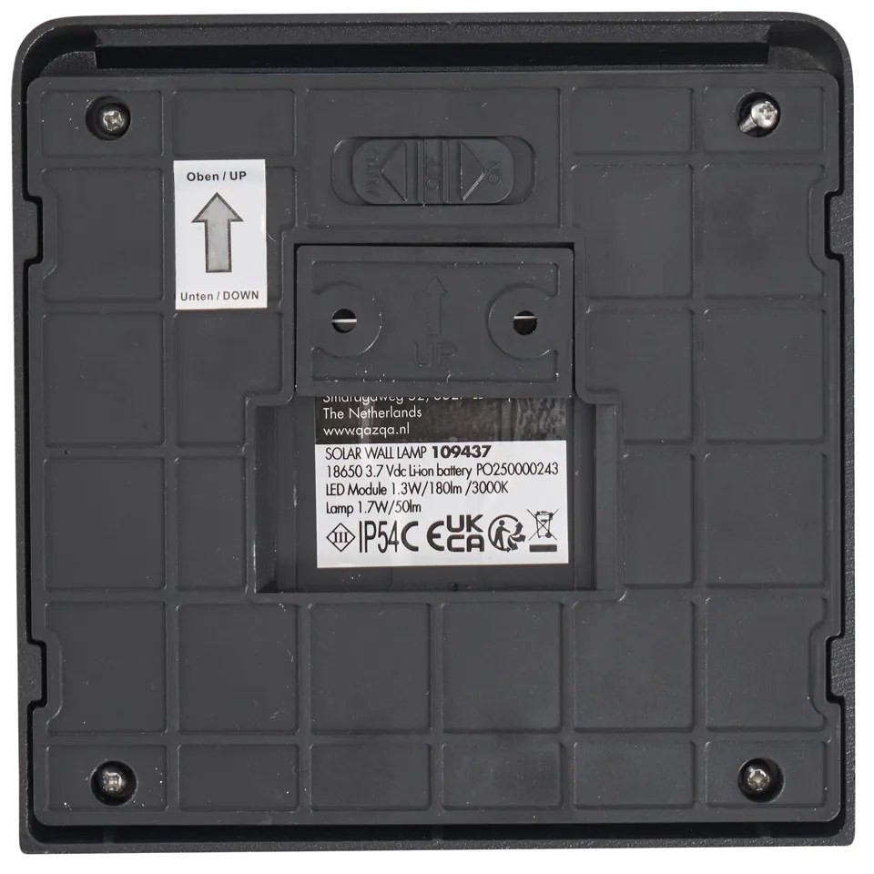 Nástenné svietidlo čierne vrátane LED IP54 s pohybovým senzorom solárne - Border