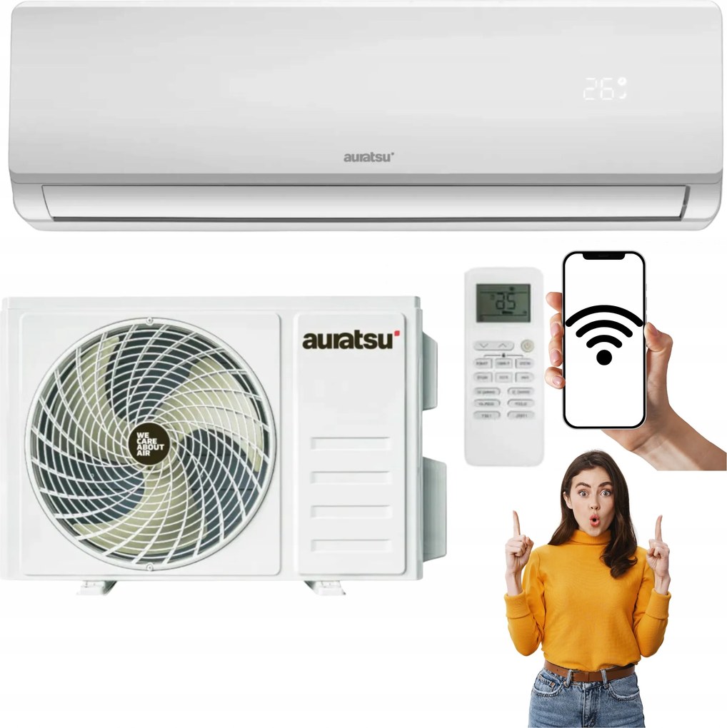 Nástenná klimatizácia Auratsu Osaka 3,4 kW 40 m2 WiFi Klimatizácia S Ohrievačom